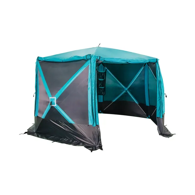 Шатер СЛЕДОПЫТ быстросборный, 6 стен, 3,35х3,85 м, h-2,25 м, S по полу 9,3 кв.м цвет Waterfall