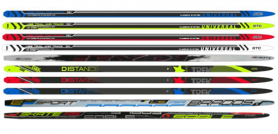 Лыжи беговые STC 160 см, дерево-пластик, с насечкой