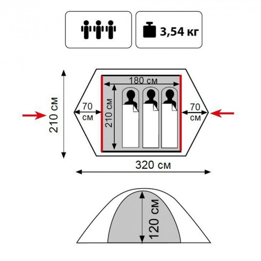Палатка Tramp Lite Fly 3, зеленый
