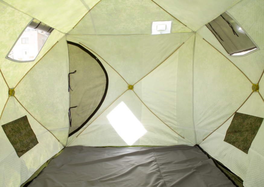 Палатка зимняя КУБ 3 Дубль (трехслойная, дышащая, камыш, москитная сетка)