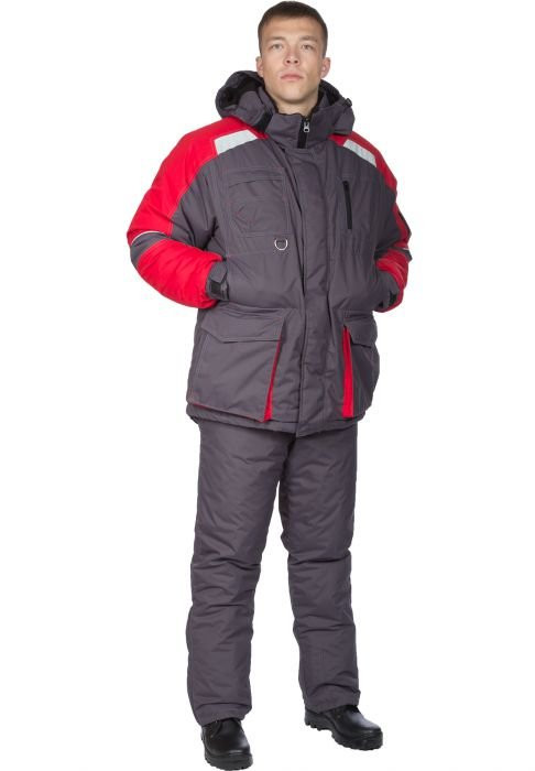 Куртка утепленная Зевс серо-красная